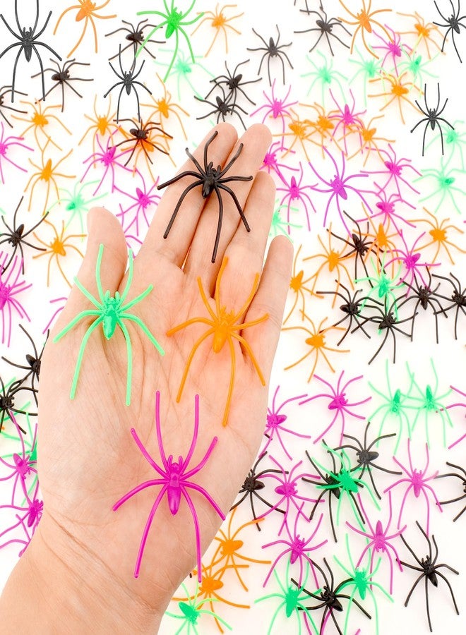 ldyllicStyle Plastic Spiders, 120 PCS Halloween Fake Spider Decorations, 4 Colors Small Realistic Spiders Toy Prank Props for Halloween Home Party Favors Haunted House April Fool's Day Decor Supplies 2 x 1.8 In - Image 5